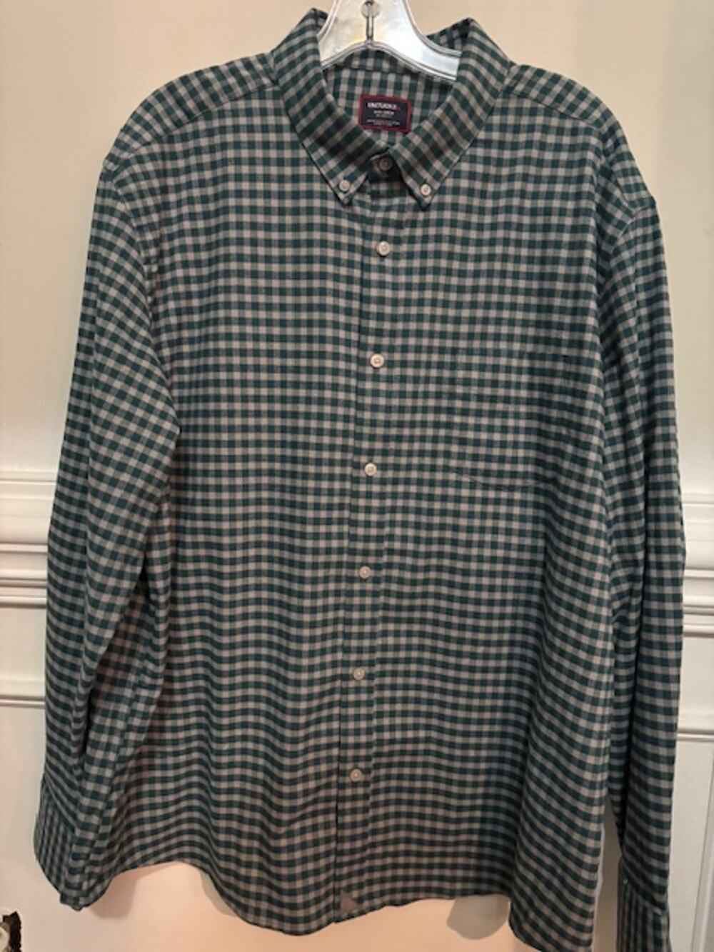 Untuckit Shirt XXLFlannel Green Gingham Plaid Button Down Mens 2XL New